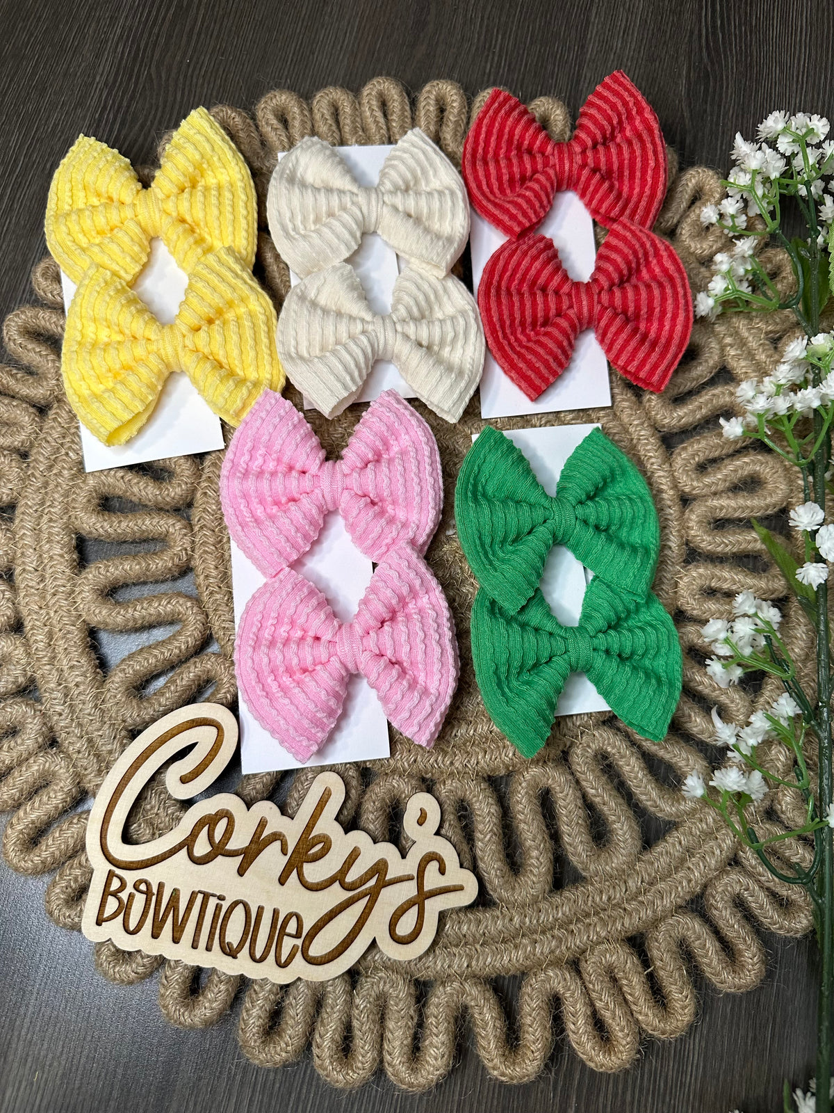 Piggy Bows- Waved Fabric